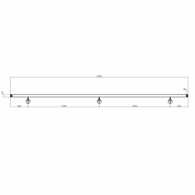 Sieninis turėklas D42/L3000mm 3 Sieninis turėklas D42/L3000mm 3