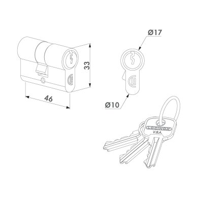Simetrinis cilindras 23-23 mm 1 Simetrinis cilindras 23-23 mm 1