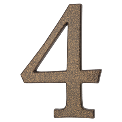 Skaitmuo „4“ – aliuminis, auksinės rudos spalvos, 190 mm Skaitmuo „4“ – aliuminis, auksinės rudos spalvos, 190 mm