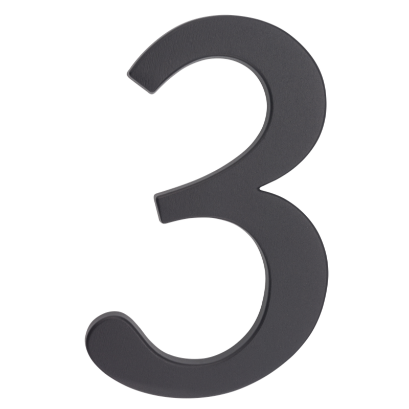 Skaitmuo „3“ – aliuminis, grafito spalvos, 190 mm