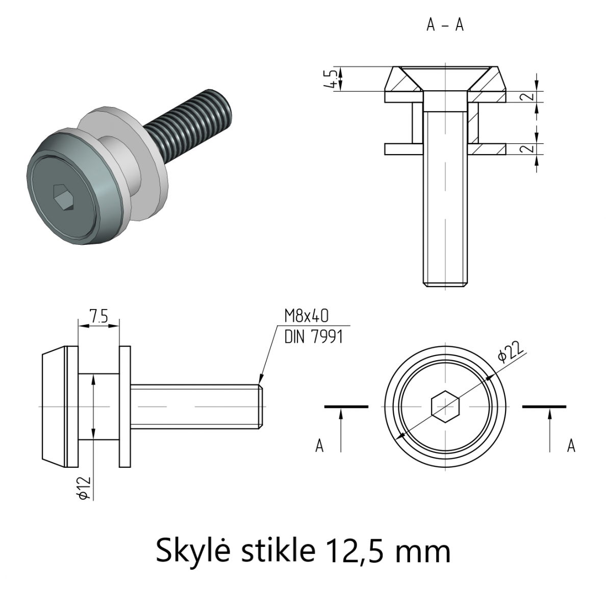 Stiklo laikiklis lygus 2 Stiklo laikiklis lygus 2
