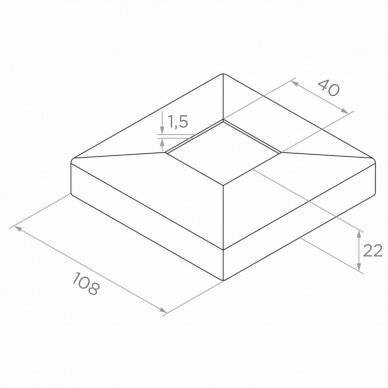Balkono galinis statramstis stiklui 40×40 H-1060 mm (dešininis) 6 Balkono galinis statramstis stiklui 40×40 H-1060 mm (dešininis) 6