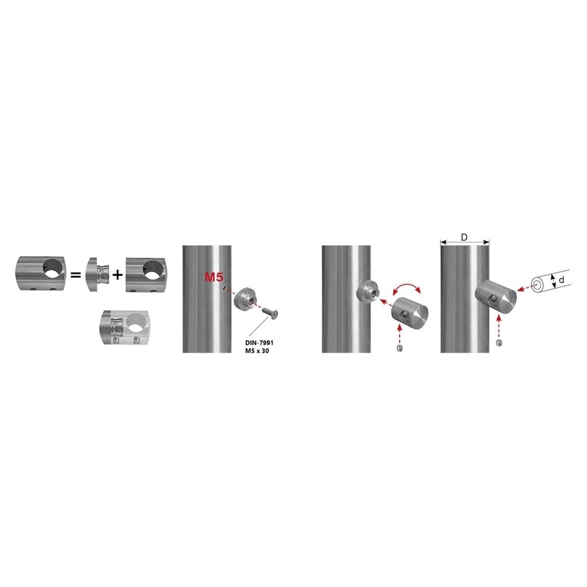 Balkono turėklo statramstis H-1230 mm (AISI-316 markė) 5 Balkono turėklo statramstis H-1230 mm (AISI-316 markė) 5