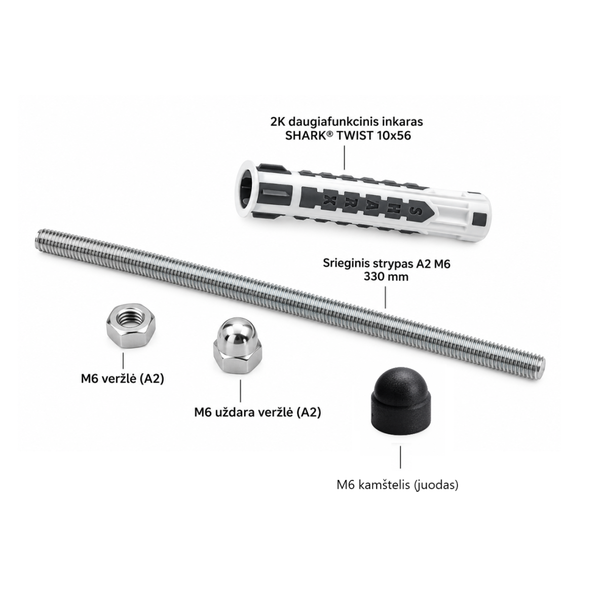 M6 Facade Fixing Set, Black (5 pcs.) 1 M6 Facade Fixing Set, Black (5 pcs.) 1