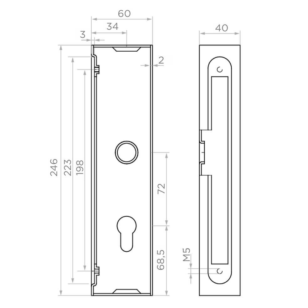 Užrakinimo kasetė H=245 mm, profilis 60x40 1 Užrakinimo kasetė H=245 mm, profilis 60x40 1