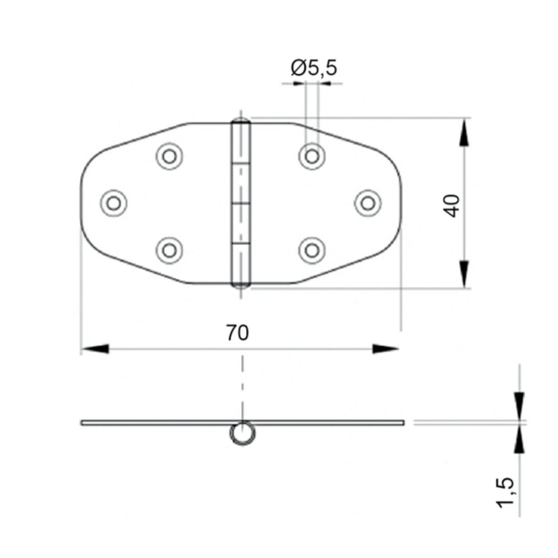 Vartelių lankstas (40×70 mm) 1 Vartelių lankstas (40×70 mm) 1