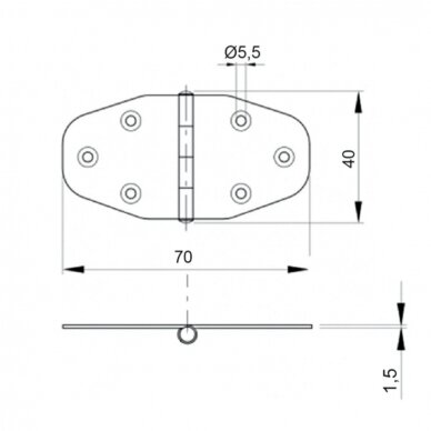 Vartelių lankstas (40×70 mm) 1 Vartelių lankstas (40×70 mm) 1