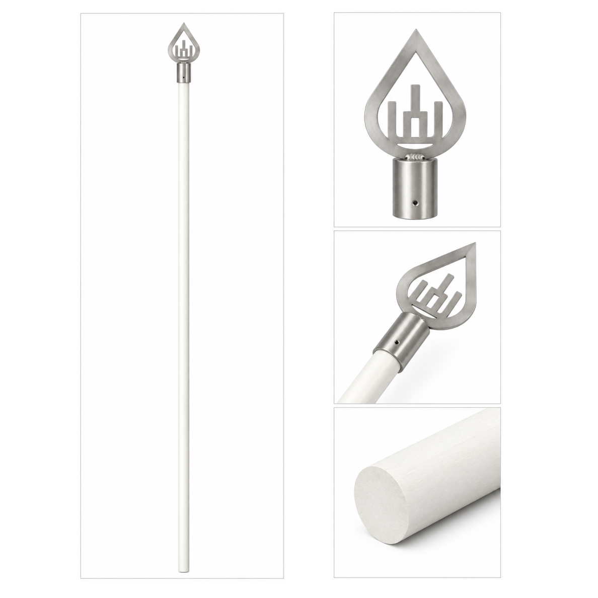 White Flagpole with Finial 4