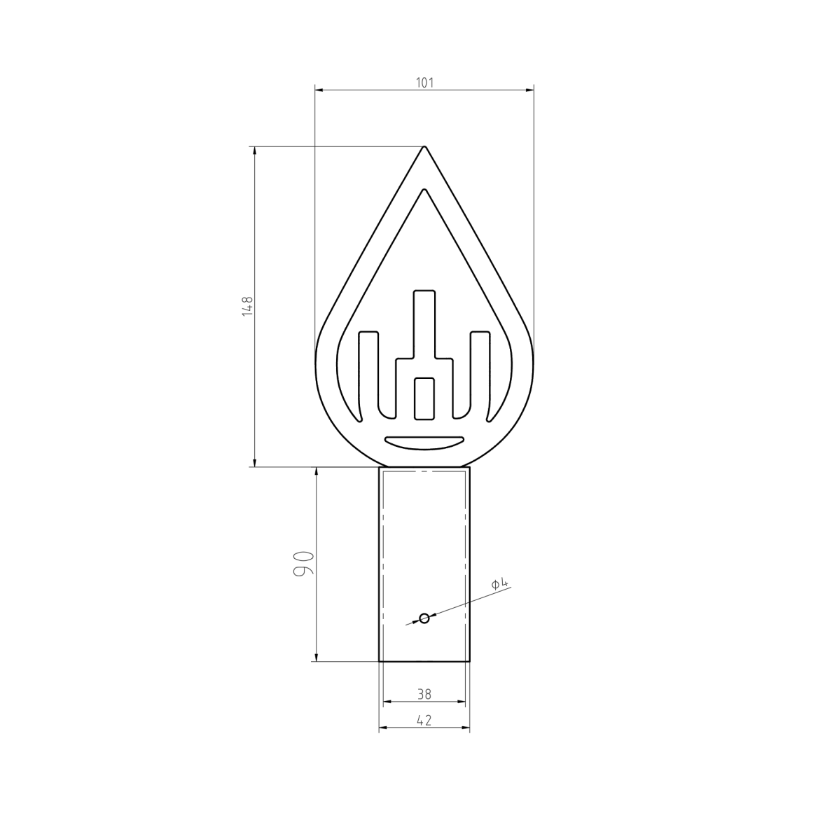 Flagpole Finial with Vytis- Grey 1