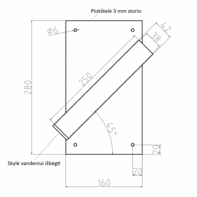 Vėliavos laikiklis 45°, dešininis (Juodas) 1 Vėliavos laikiklis 45°, dešininis (Juodas) 1