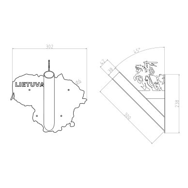 Flag Holder "Lithuania" Grey 1