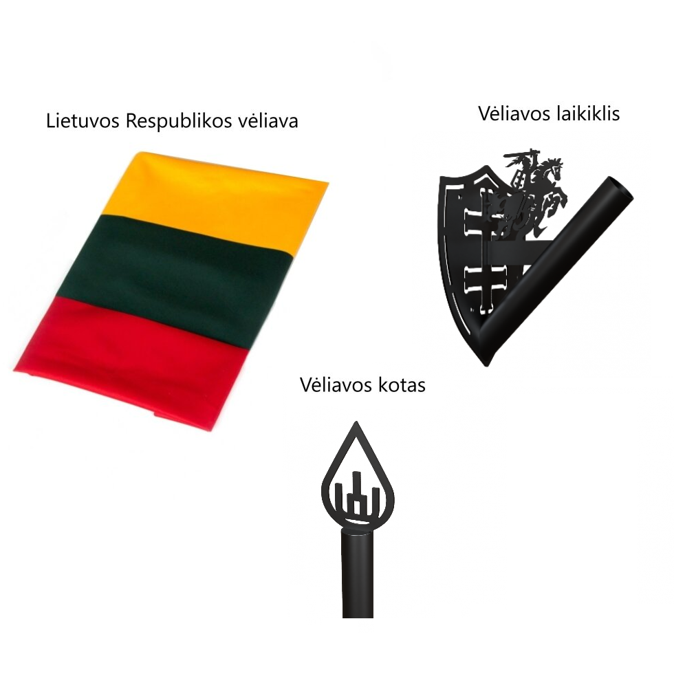 Flag Set with Black Vytis Holder Flag Set with Black Vytis Holder