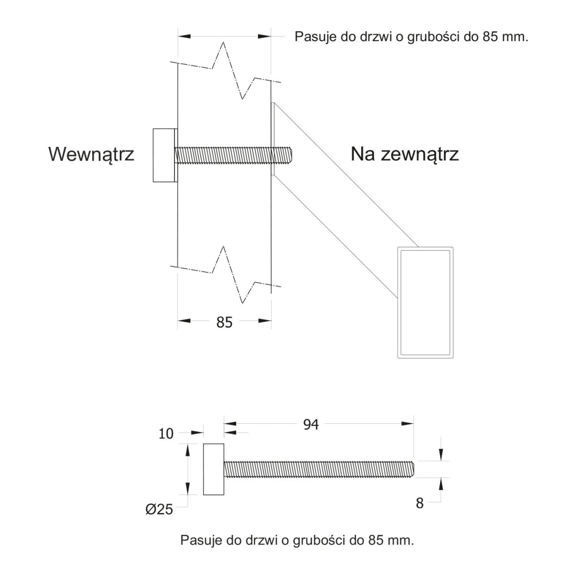 Vienpusė stačiakampė rankena–antaba 20x40 mm 1 Vienpusė stačiakampė rankena–antaba 20x40 mm 1