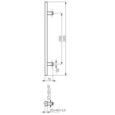 Vienpusė stačiakampė durų rankena 40x20 mm 1 Vienpusė stačiakampė durų rankena 40x20 mm 1